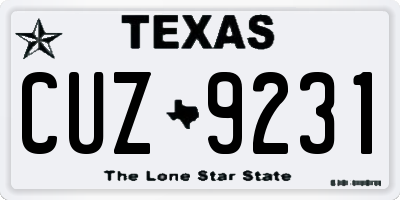 TX license plate CUZ9231