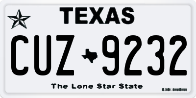 TX license plate CUZ9232