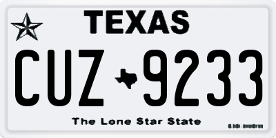 TX license plate CUZ9233