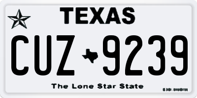 TX license plate CUZ9239