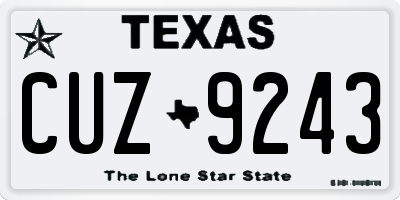 TX license plate CUZ9243