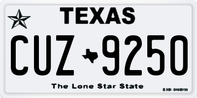 TX license plate CUZ9250