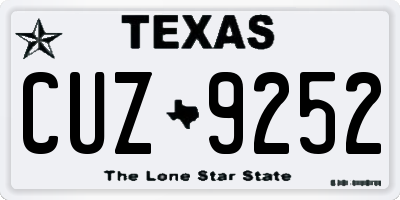TX license plate CUZ9252