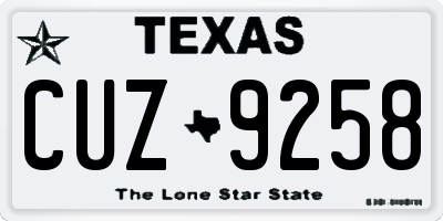 TX license plate CUZ9258