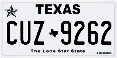 TX license plate CUZ9262