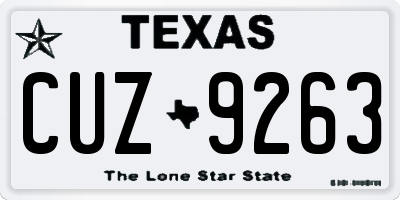 TX license plate CUZ9263