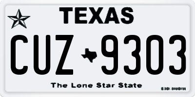 TX license plate CUZ9303