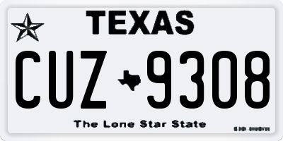 TX license plate CUZ9308