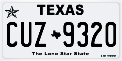 TX license plate CUZ9320
