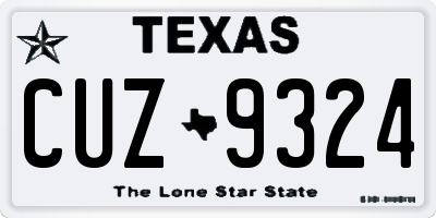 TX license plate CUZ9324