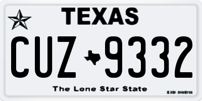 TX license plate CUZ9332