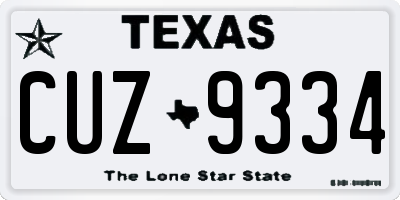 TX license plate CUZ9334