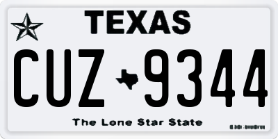 TX license plate CUZ9344