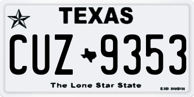 TX license plate CUZ9353