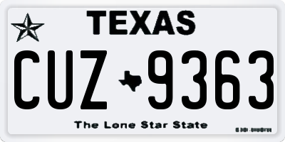 TX license plate CUZ9363