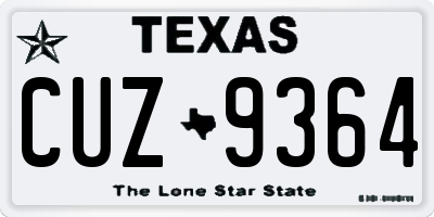 TX license plate CUZ9364