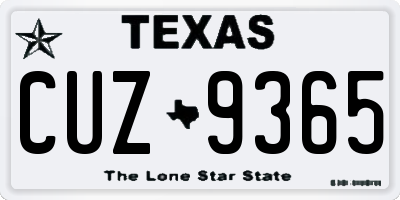 TX license plate CUZ9365
