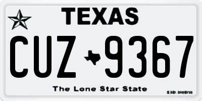 TX license plate CUZ9367