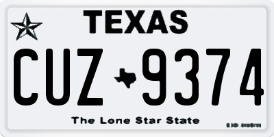 TX license plate CUZ9374