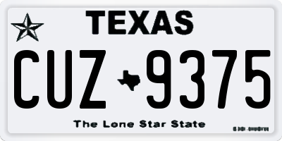 TX license plate CUZ9375