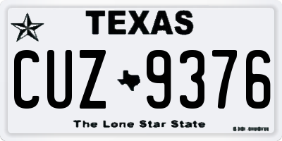 TX license plate CUZ9376
