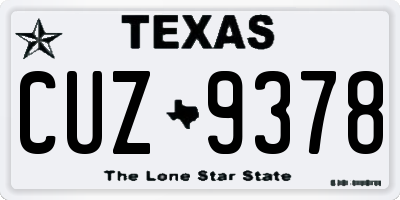TX license plate CUZ9378