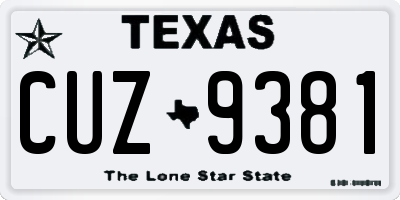 TX license plate CUZ9381