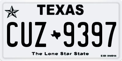 TX license plate CUZ9397