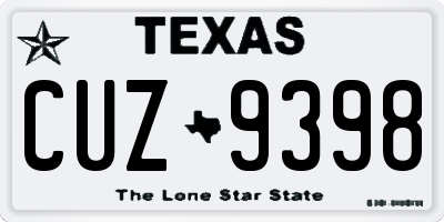 TX license plate CUZ9398