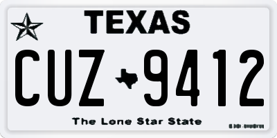 TX license plate CUZ9412