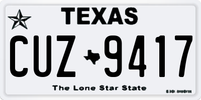 TX license plate CUZ9417
