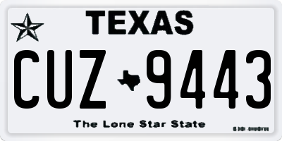 TX license plate CUZ9443