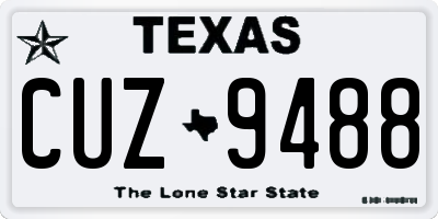 TX license plate CUZ9488