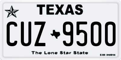 TX license plate CUZ9500