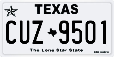 TX license plate CUZ9501