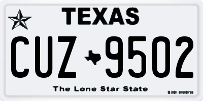 TX license plate CUZ9502