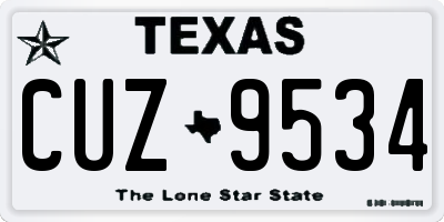 TX license plate CUZ9534