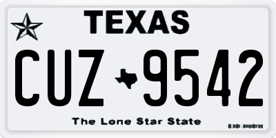 TX license plate CUZ9542