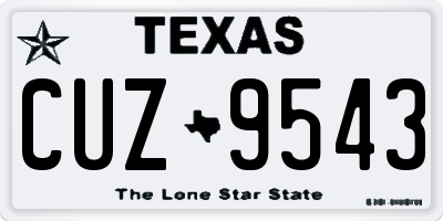 TX license plate CUZ9543