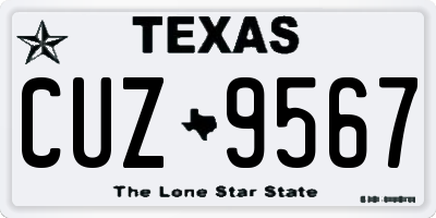 TX license plate CUZ9567