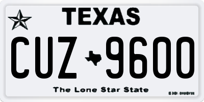 TX license plate CUZ9600