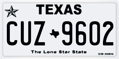 TX license plate CUZ9602