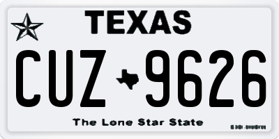 TX license plate CUZ9626