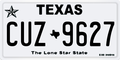 TX license plate CUZ9627