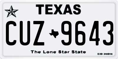 TX license plate CUZ9643