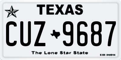 TX license plate CUZ9687