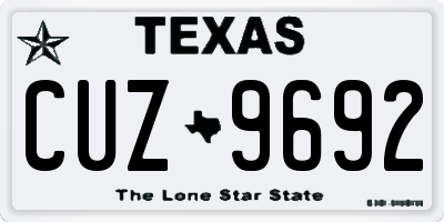 TX license plate CUZ9692