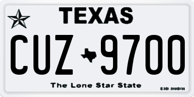 TX license plate CUZ9700