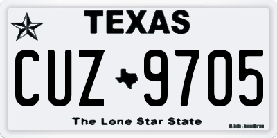 TX license plate CUZ9705