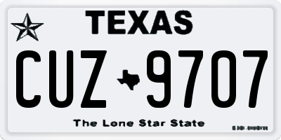 TX license plate CUZ9707